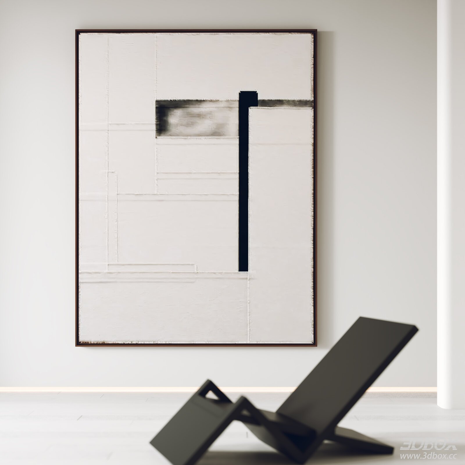 Modern Abstract Framed Wall Art With Lounge Chair 3D model - front view