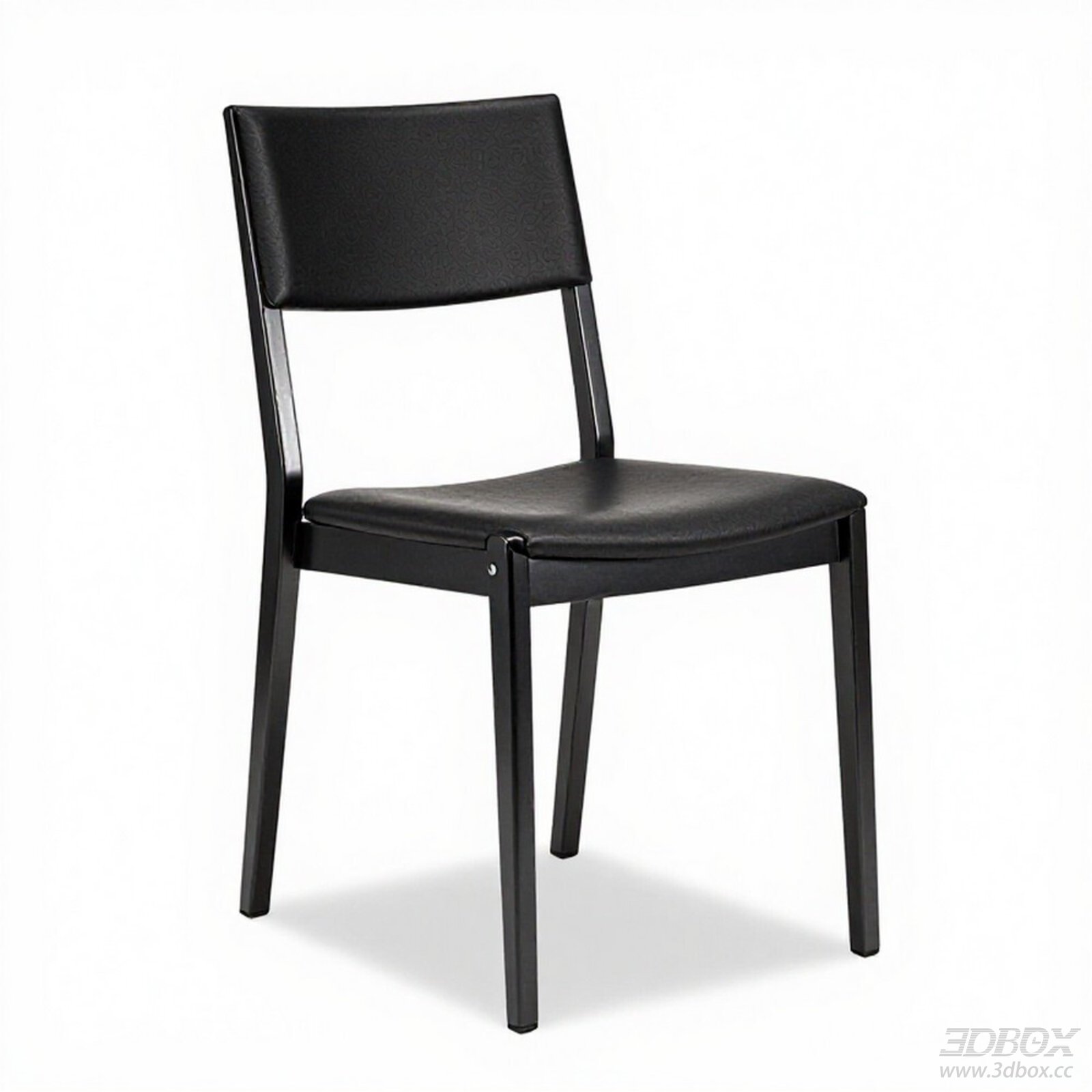 Modern Black Leather Upholstered Wooden Frame Chair 3D model - front view