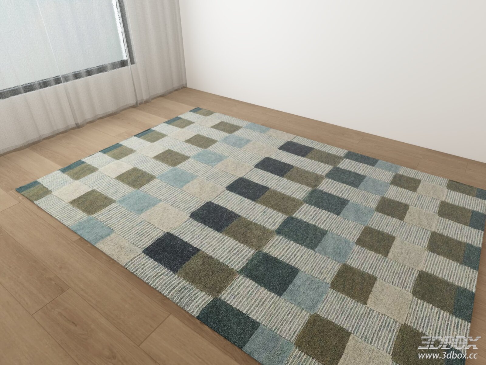 Modern Geometric Checkered Fabric Carpet 3D model - thumbnail 1