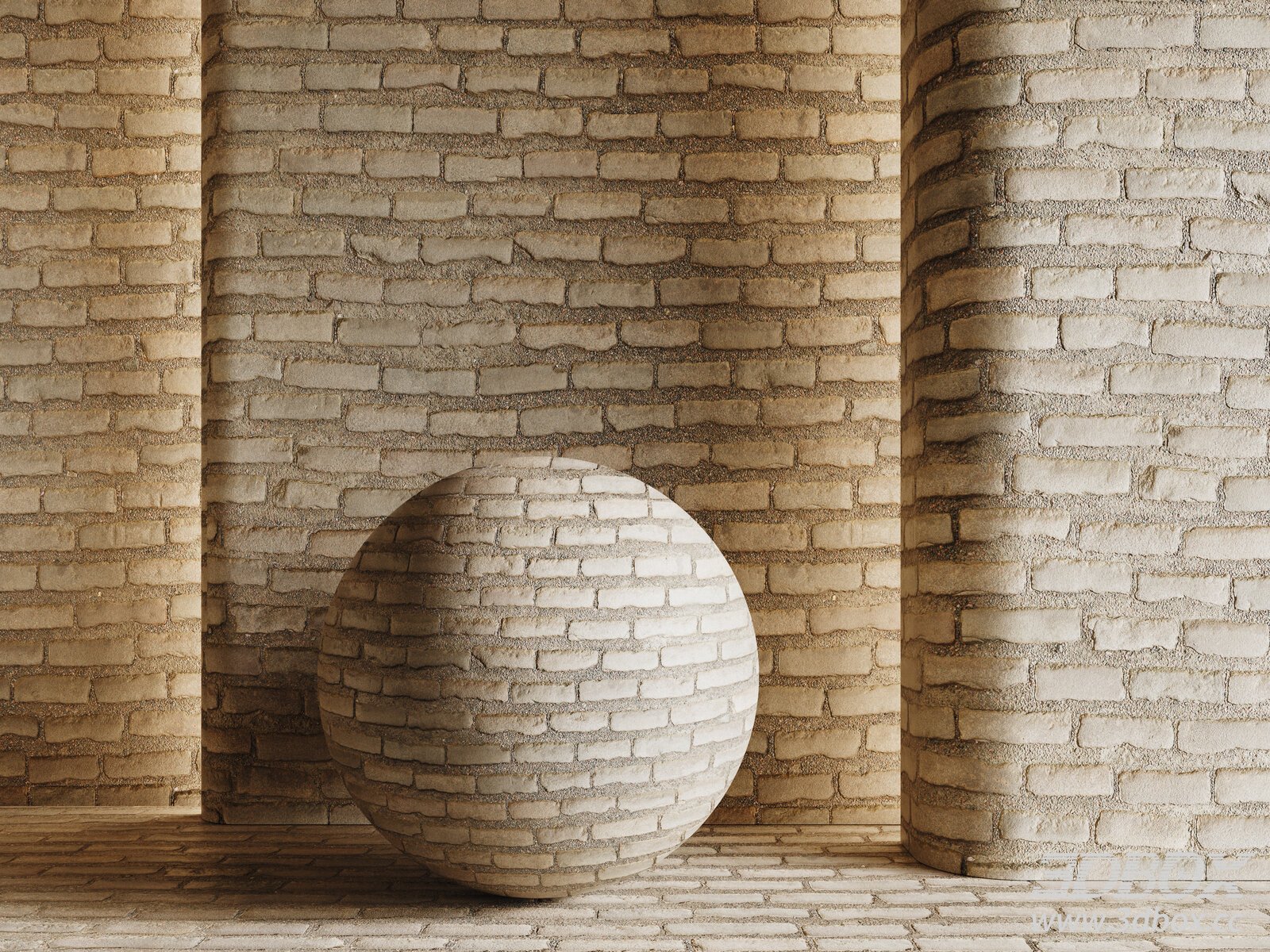 Modern Paving Brick Wall Pavement Texture 3D model - thumbnail 1