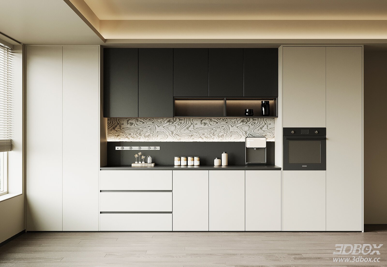 Modern Italian Style Sideboard Cabinet 3D model - front view
