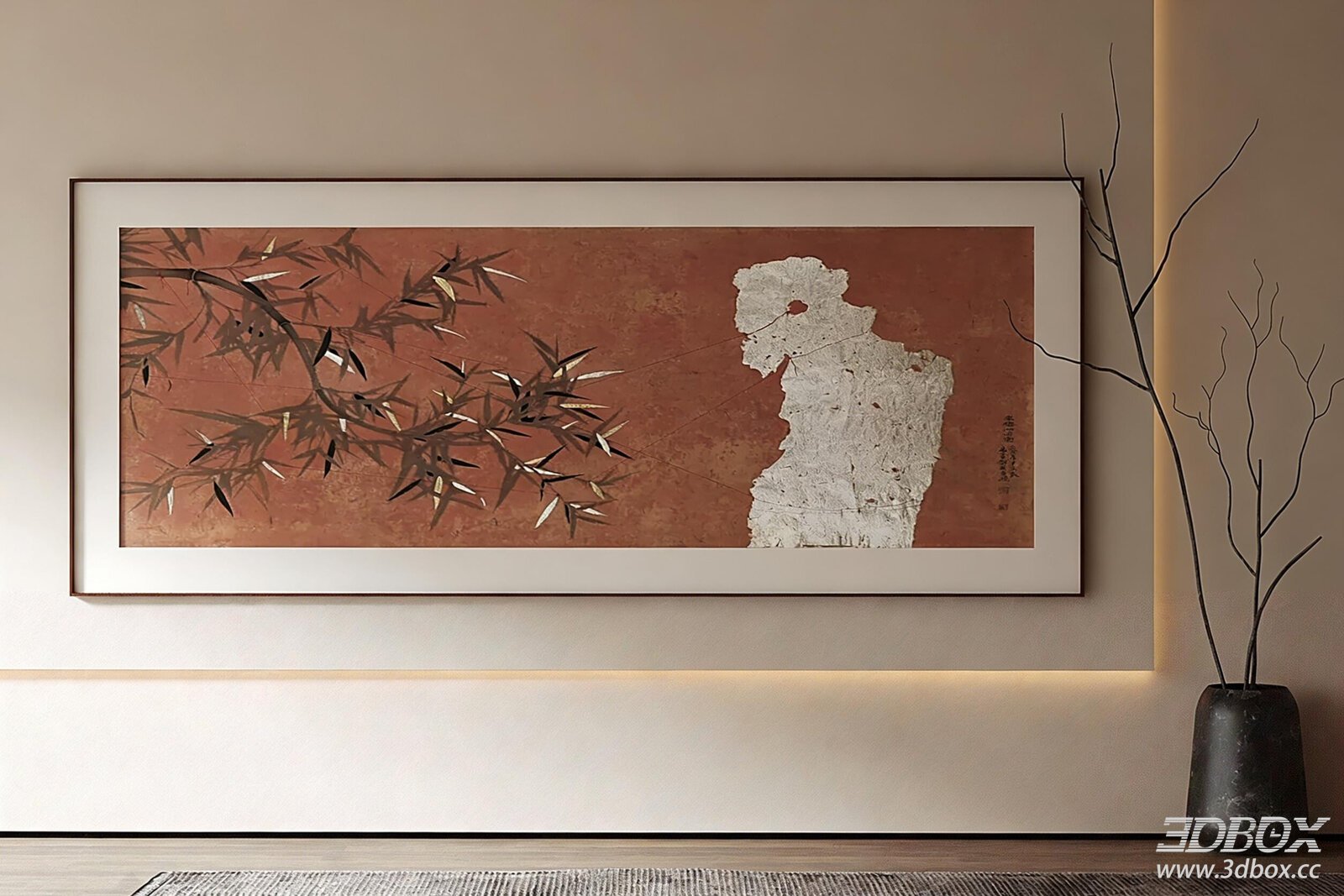 New Chinese Style Bamboo Wall Art Decorative Frame 3D model - front view
