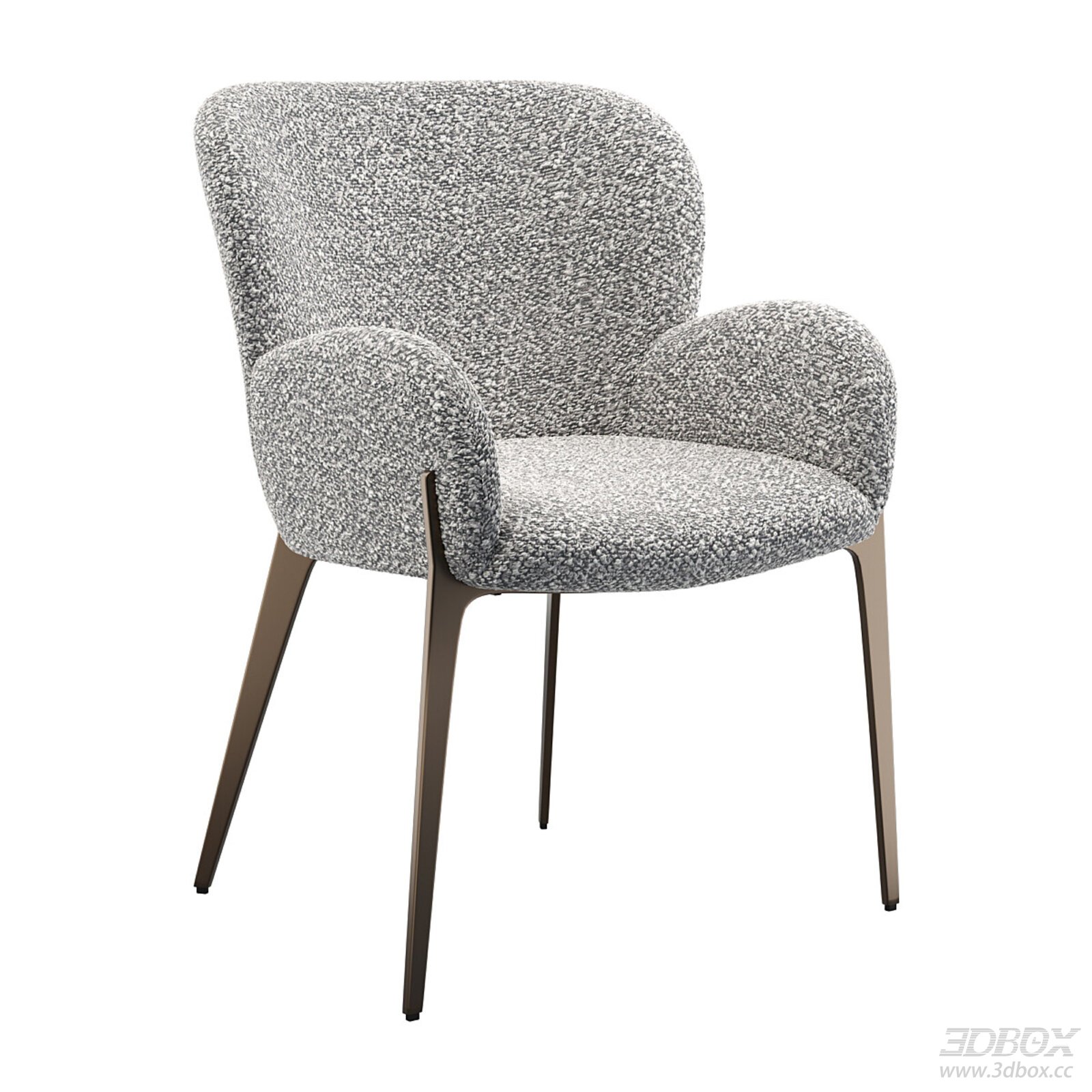 Modern Minimalist Luxury Boucle Fabric Armchair 3D model - front view