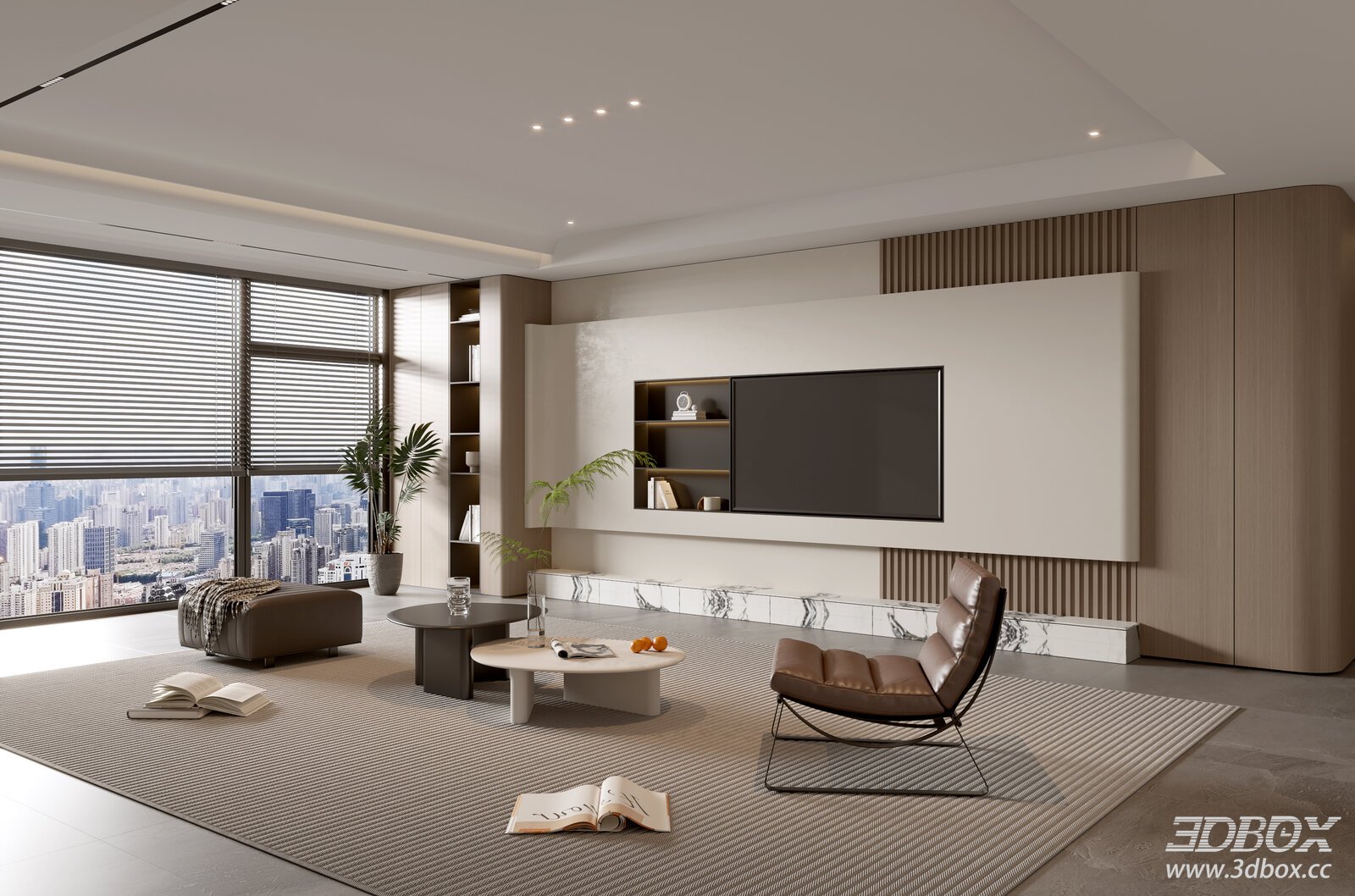 Modern Italian Style Luxury Living Room Sofa Coffee Table Set 3D model - front view