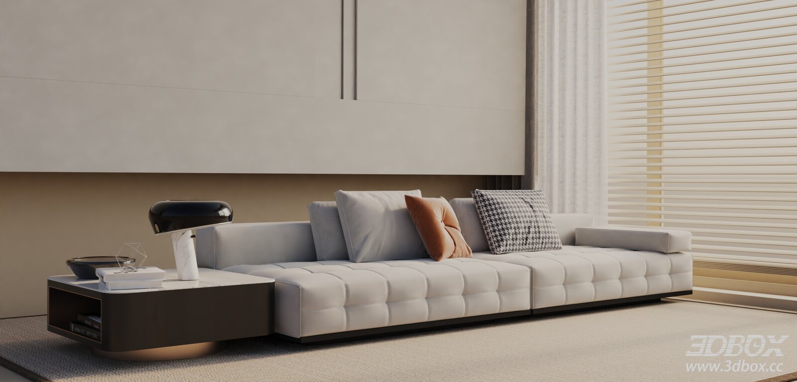 Modern Minimalist Leather Sofa Set for Living Room 3D model - front view