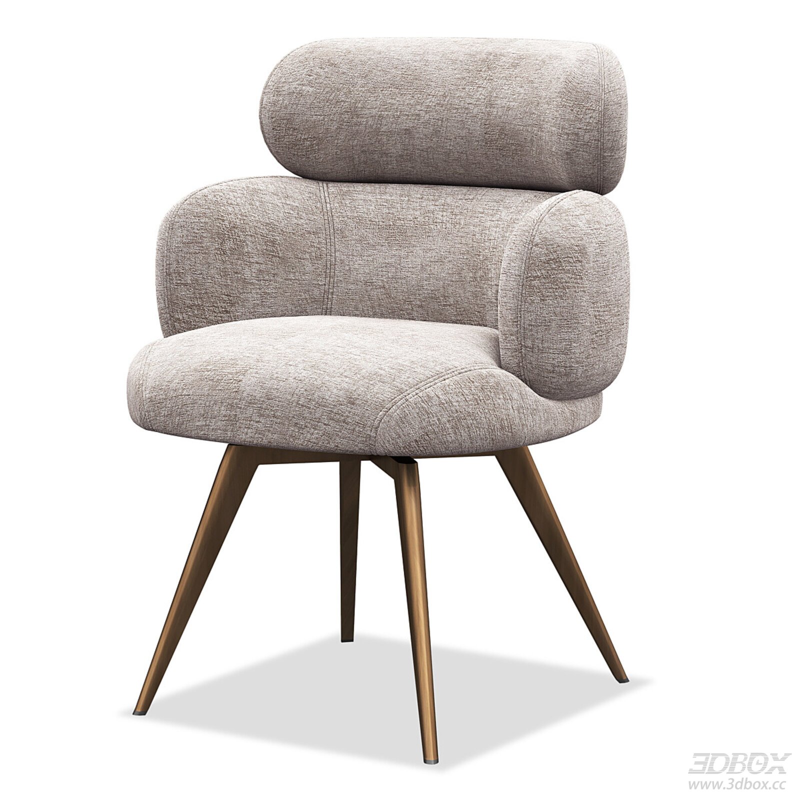 Modern Minimalist Fabric Upholstered Single Sofa Chair 3D model - front view
