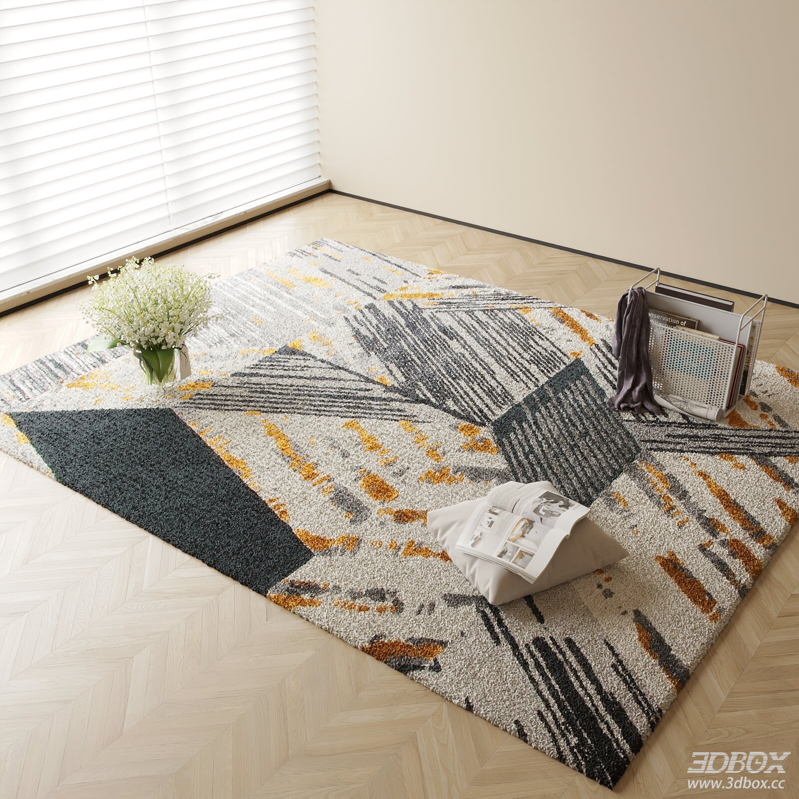 Modern Abstract Geometric Area Rug 3D model - front view