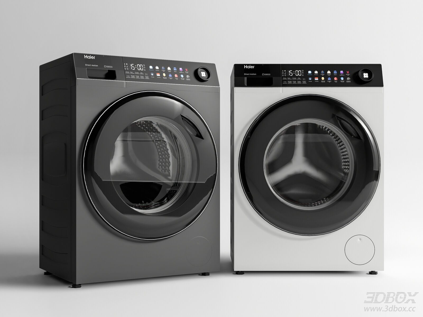 Haier Front Load Washing Machine and Dryer Set 3D model - front view