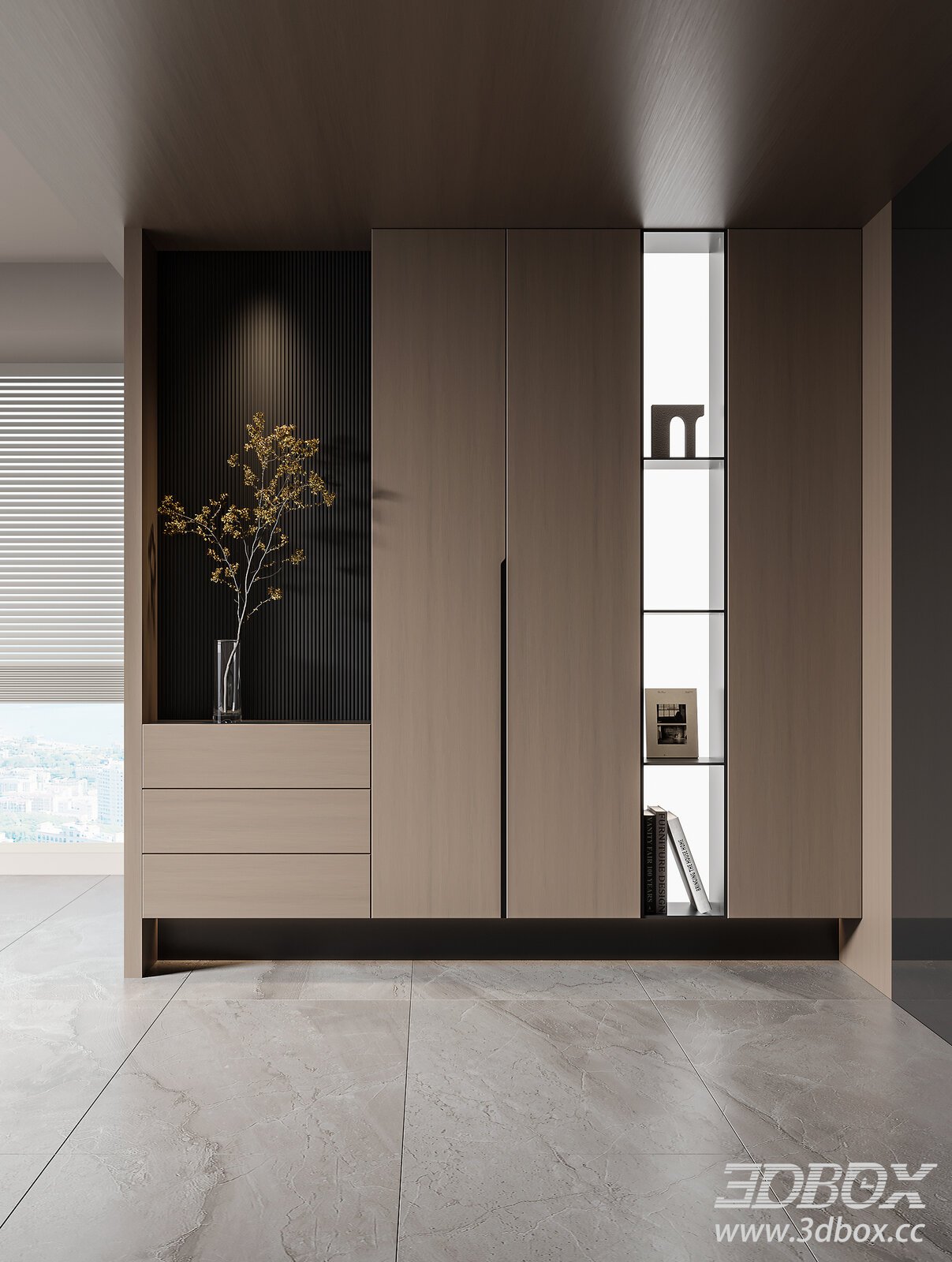 Modern Italian Style Hallway Shoe Cabinet 3D model - thumbnail 1