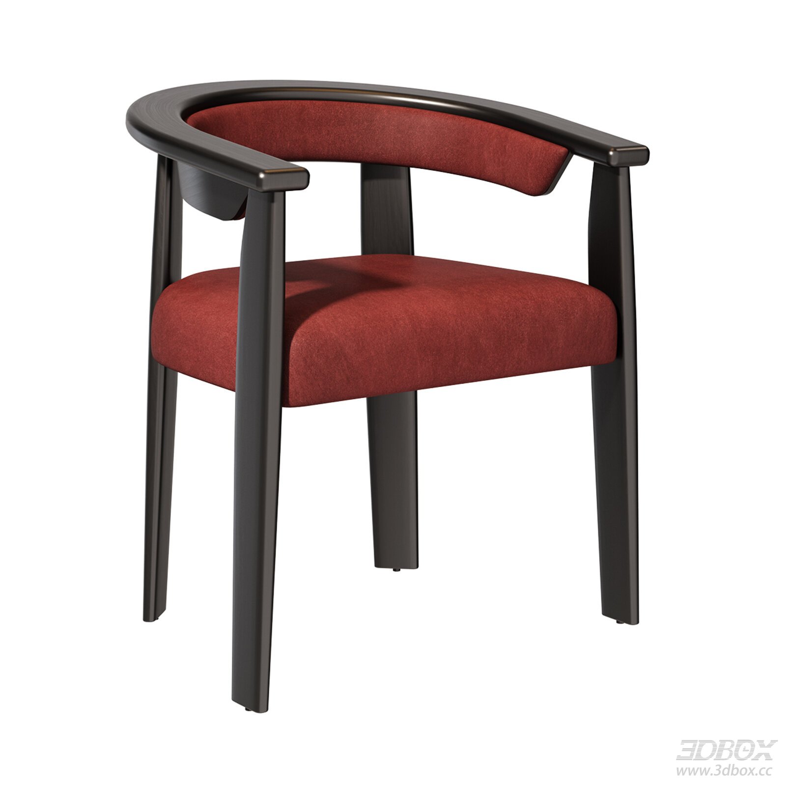 Modern Italian Style Fabric Armchair Dining Leisure Chair 3D model - front view