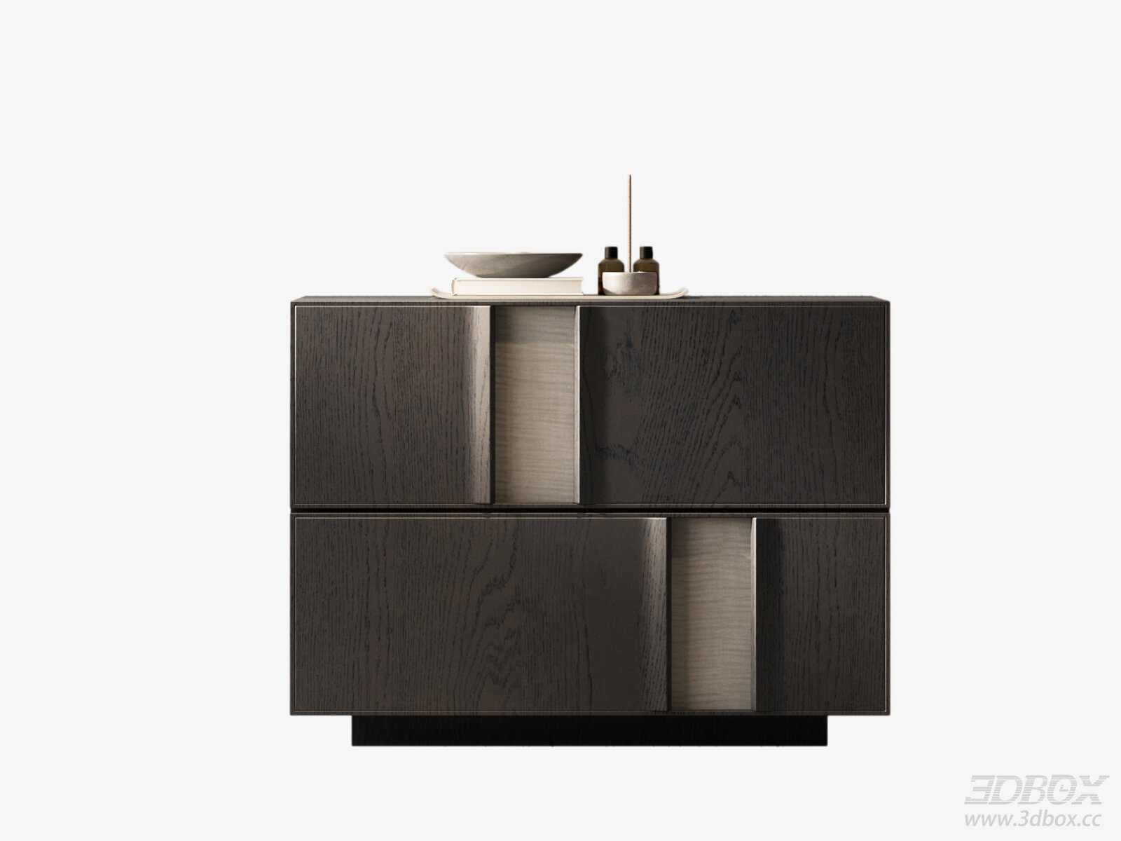 Modern Italian Style Dark Wood Nightstand 3D model - thumbnail 1