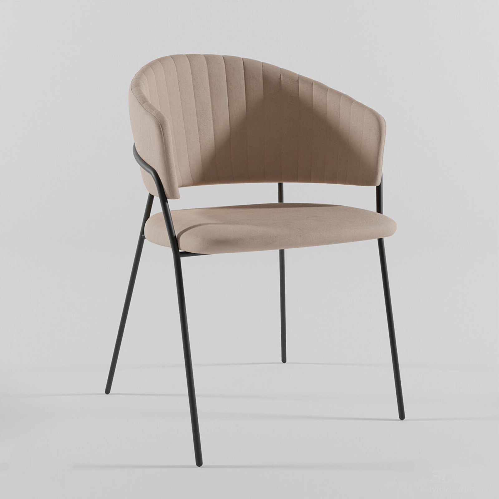 Modern Beige Upholstered Armchair with Metal Legs 3D model - front view