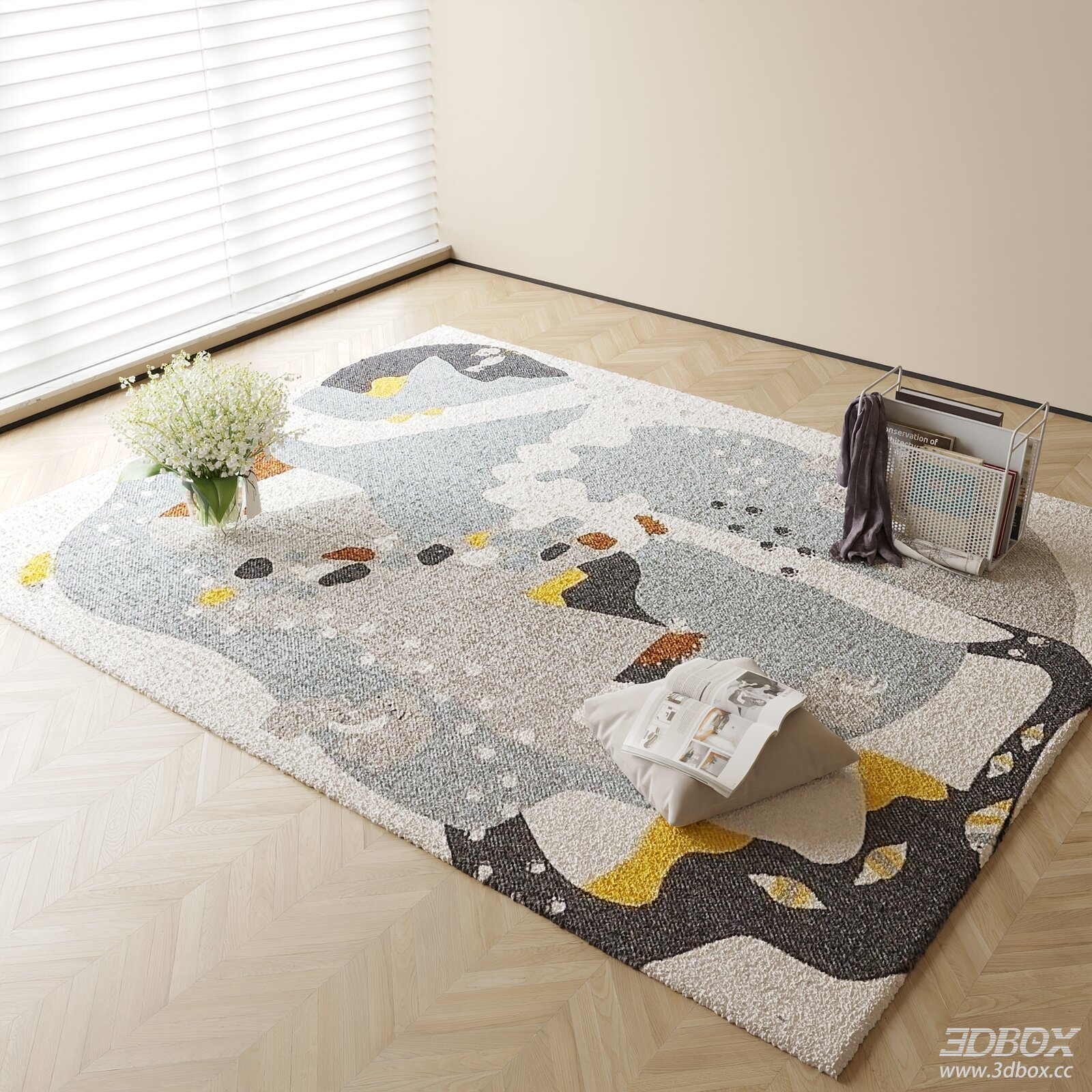Modern Abstract Pattern Plush Carpet 3D model - front view