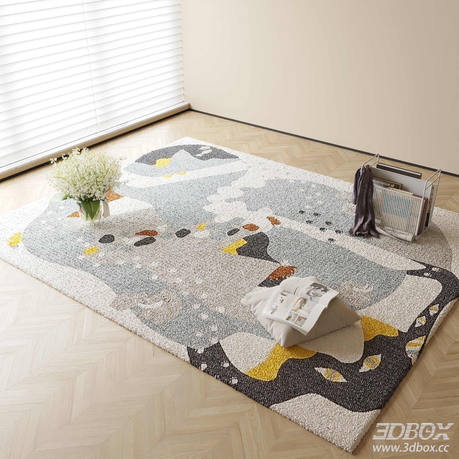 Modern Abstract Pattern Plush Carpet 3D model - thumbnail 1