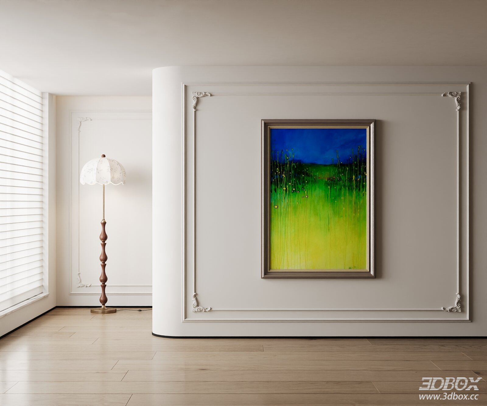 American Style Framed Abstract Landscape Painting 3D model - front view