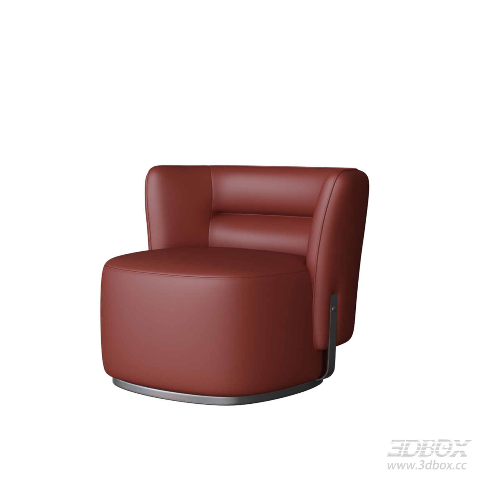 Modern Minimalist Red Leather Armchair 3D model - thumbnail 1