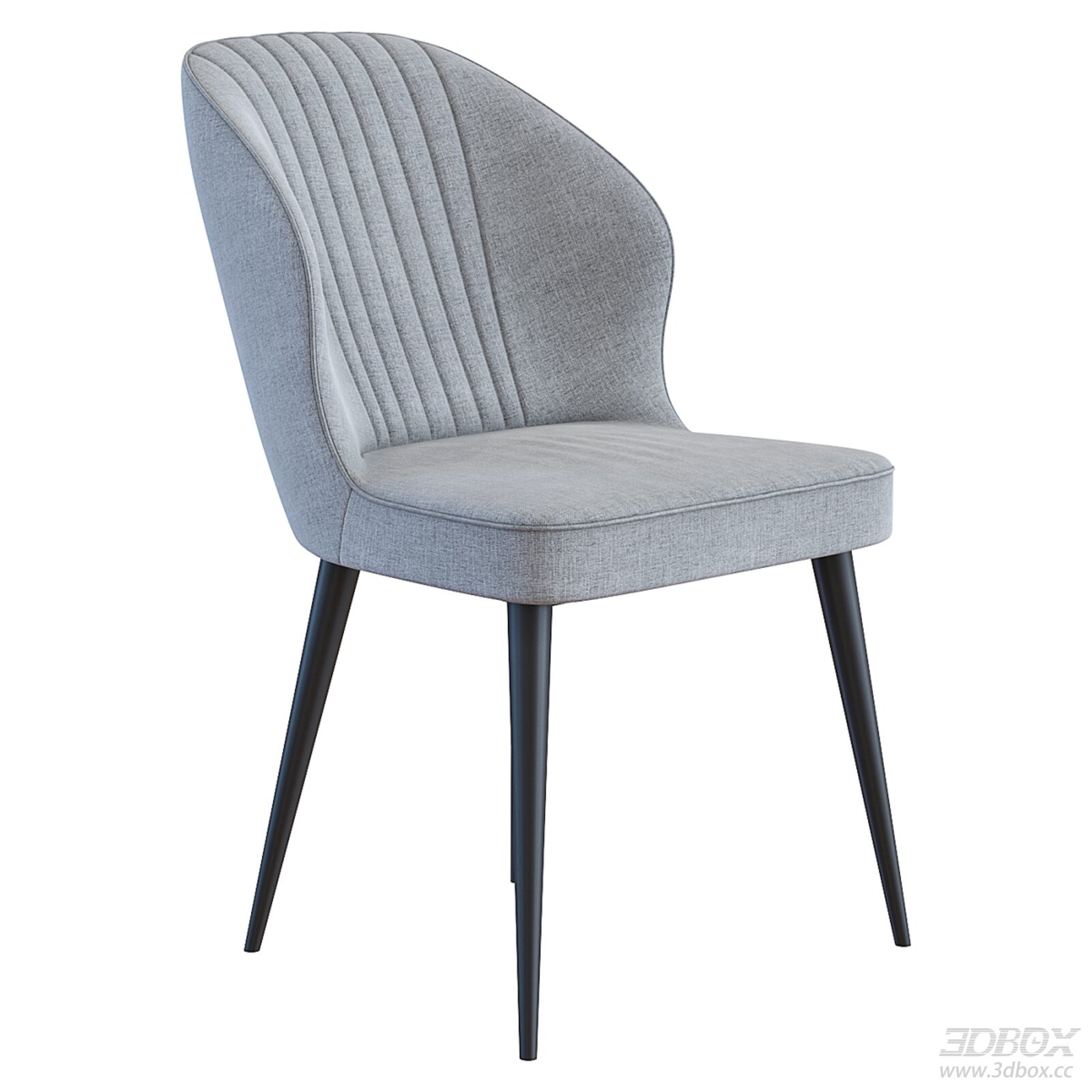 Modern Tufted Fabric Dining Chair with Metal Legs 3D model - front view