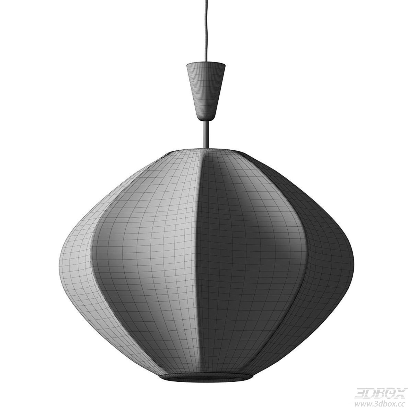 Modern Geometric Paper Shade Pendant Ceiling Lamp 3D model - front view
