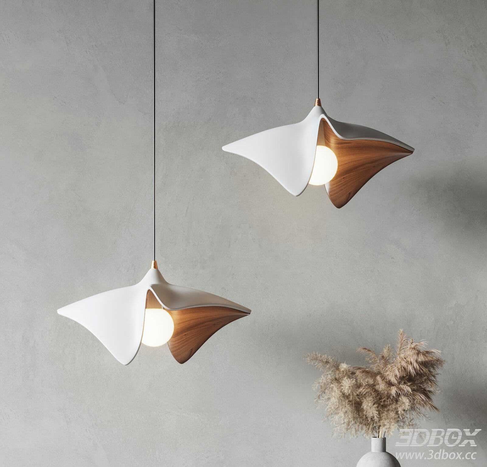 Wabi Sabi Style Pendant Ceiling Lamp Set 3D model - thumbnail 1