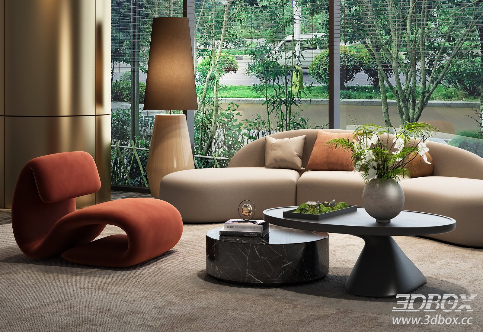 Modern Luxury Reception Lounge Seating Area 3D model - thumbnail 1