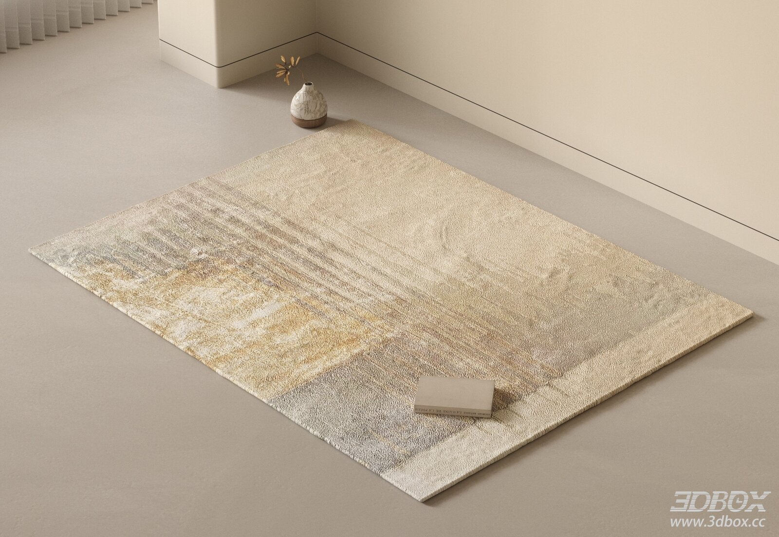 Modern Abstract Beige Square Carpet 3D model - front view