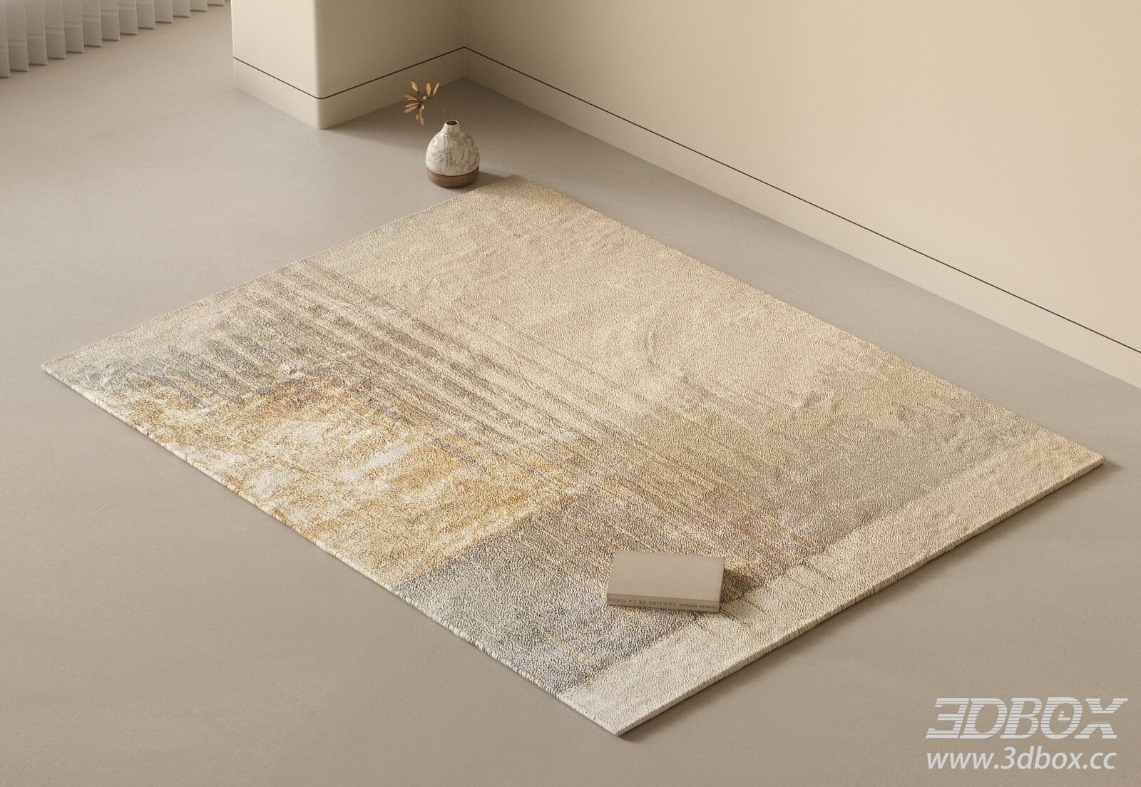 Modern Abstract Beige Square Carpet 3D model - thumbnail 1