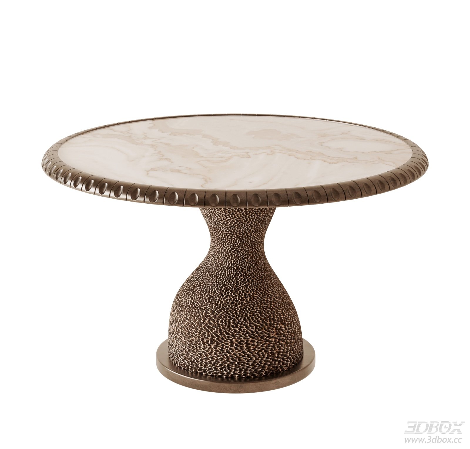 Mid-century Modern Round Marble Top Dining Table 3D model - front view