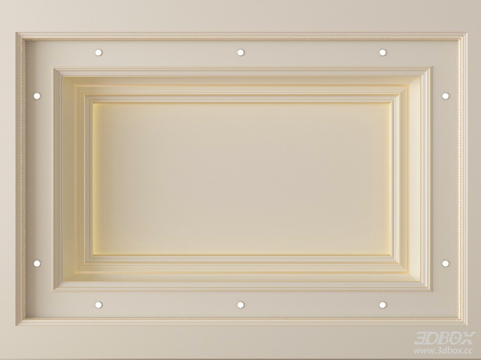 French Style Luxury Decorative Ceiling With Spot Lights 3D model - front view