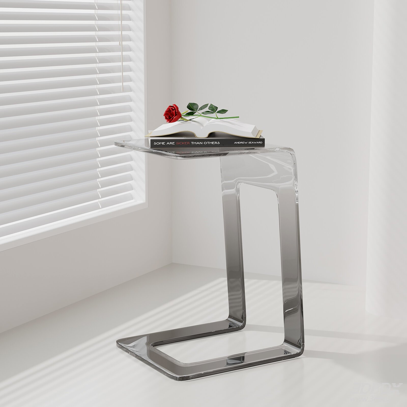 Modern Gradient Glass Transparent Side Table 3D model - front view
