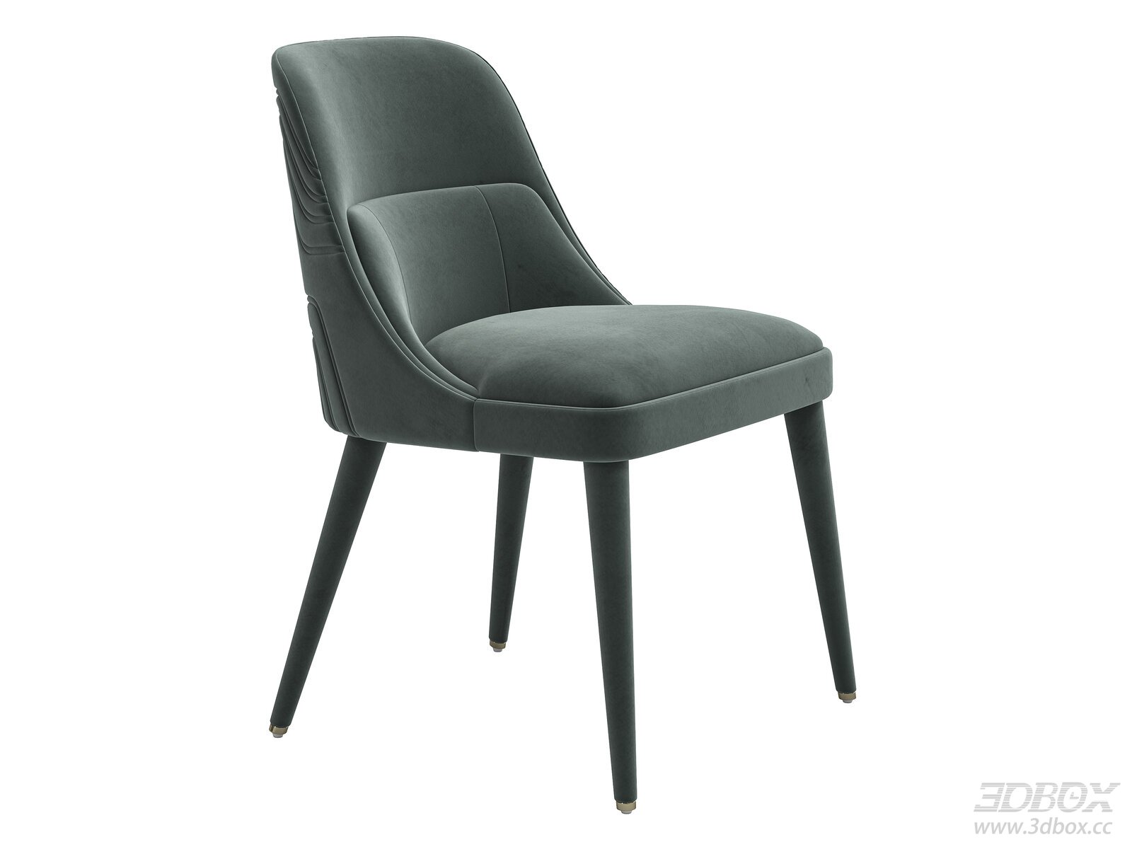 Modern Luxury Velvet Upholstered Dining Chair 3D model - front view