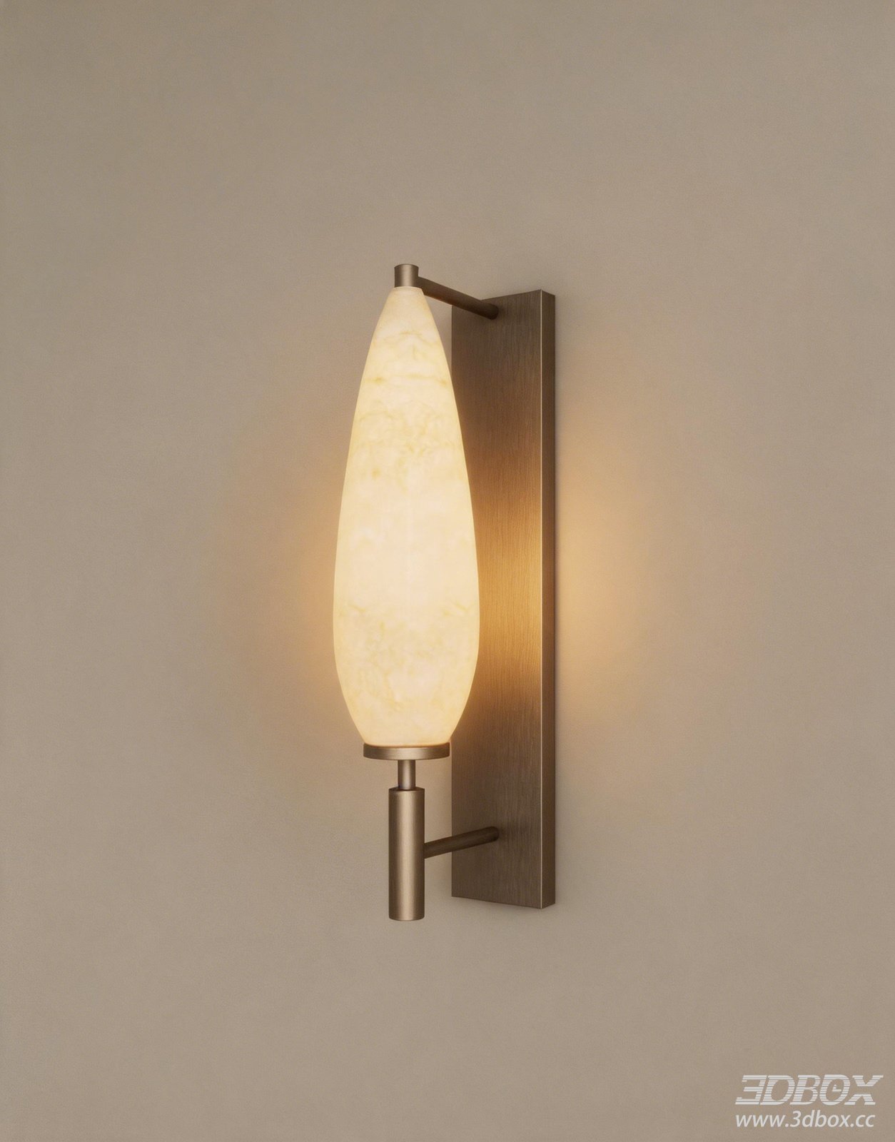 Modern Brass Alabaster Wall Sconce Bedside Decor Wall Lamp 3D model - front view