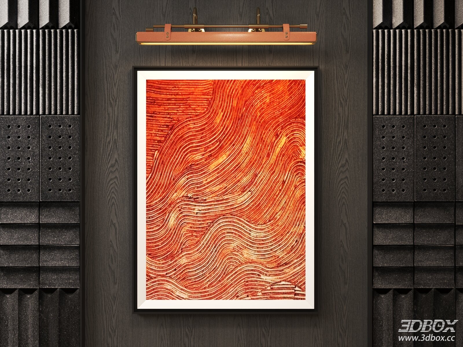 Abstract Orange Wave Decorative Wall Art Frame 3D model - front view