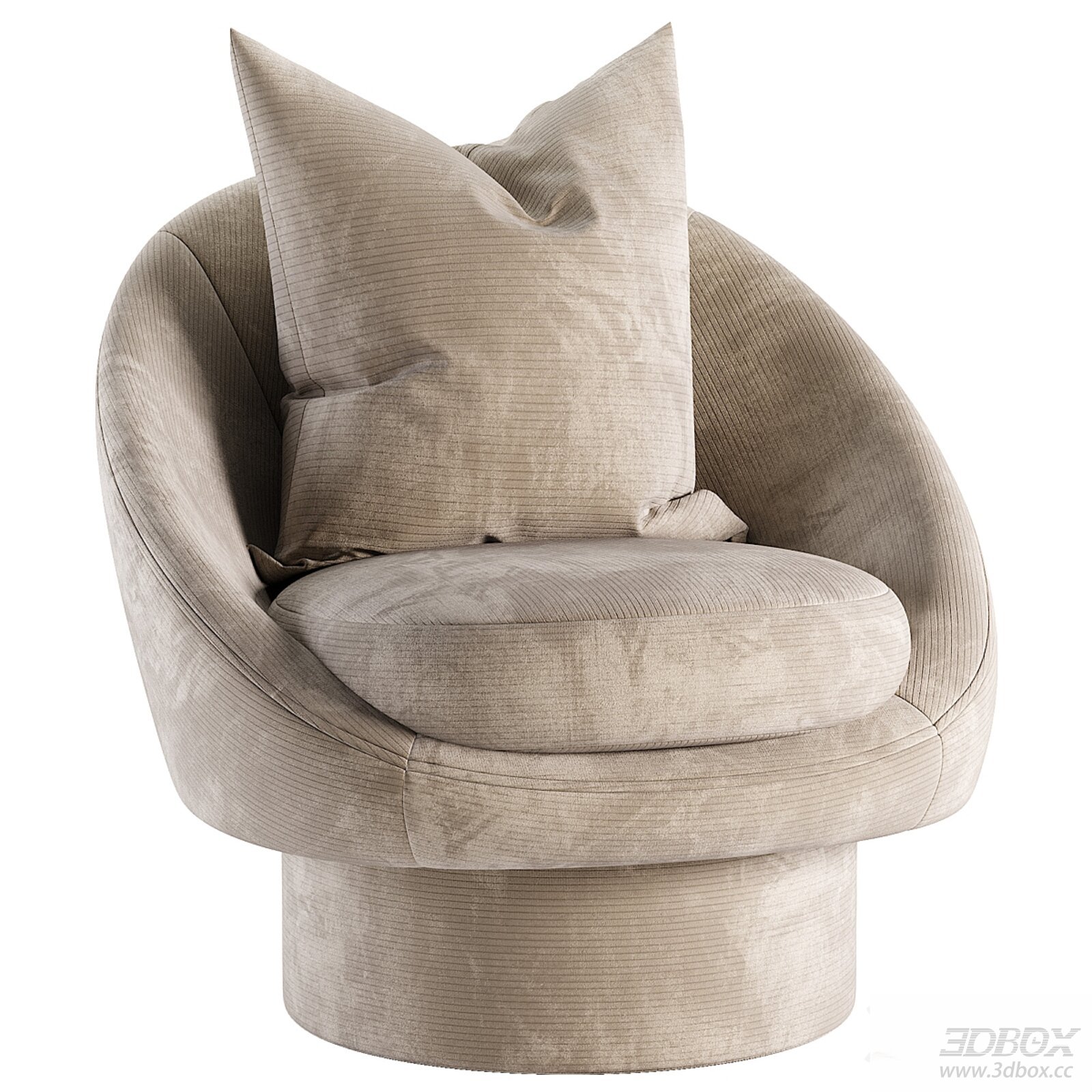 Lucia Fabric Swivel Armchair 3D model - thumbnail 1