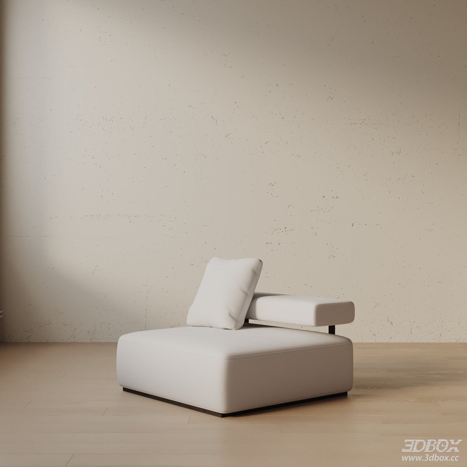Modern Minimalist White Leather Armchair 3D model - front view