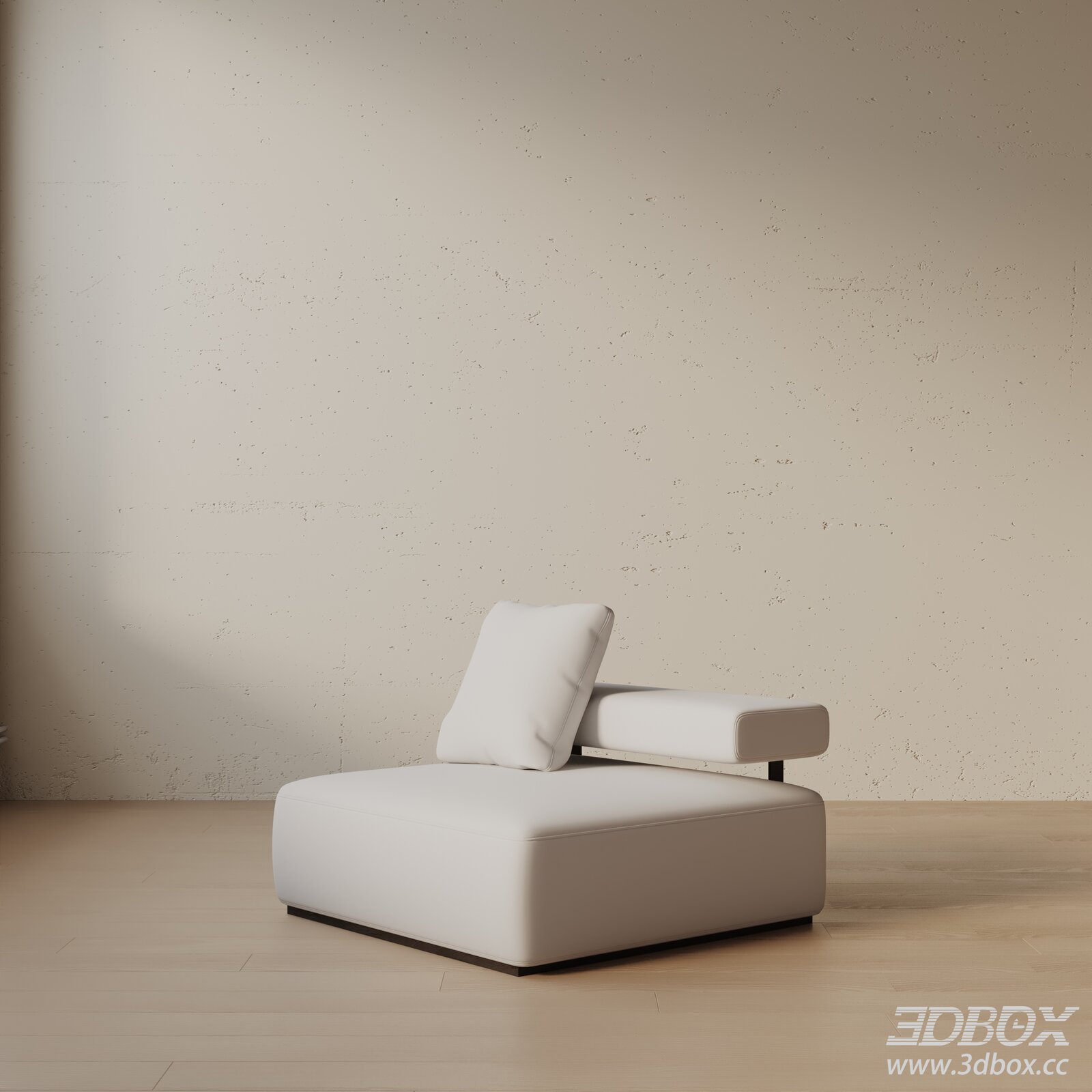 Modern Minimalist White Leather Armchair 3D model - thumbnail 1