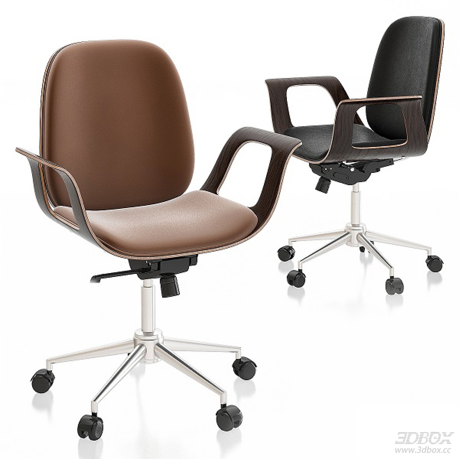 Modern Ergonomic Swivel Office Chair with Wheels 3D model - front view