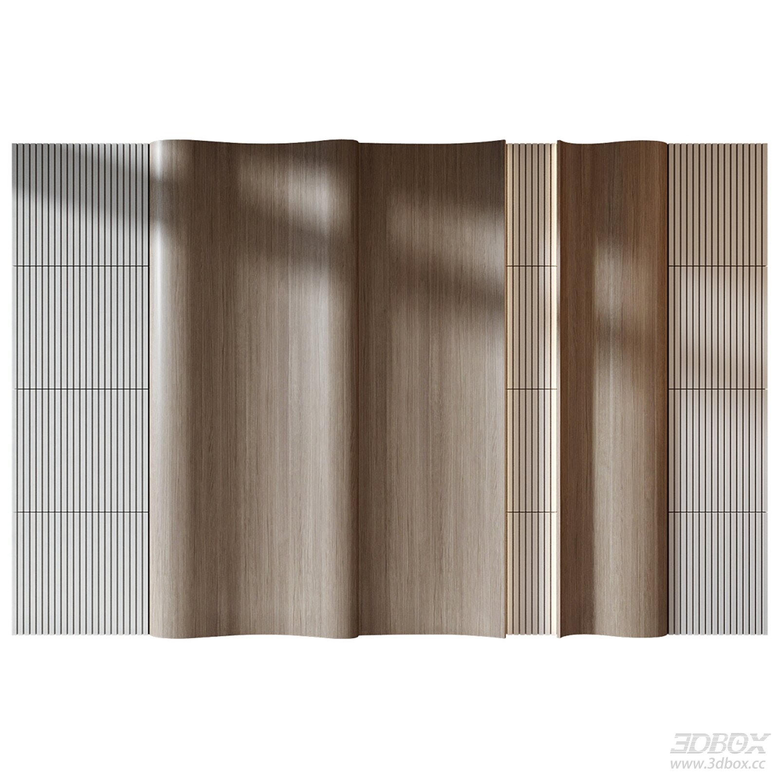 Modern Decorative Wooden 3D Wall Panel Set 3D model - front view