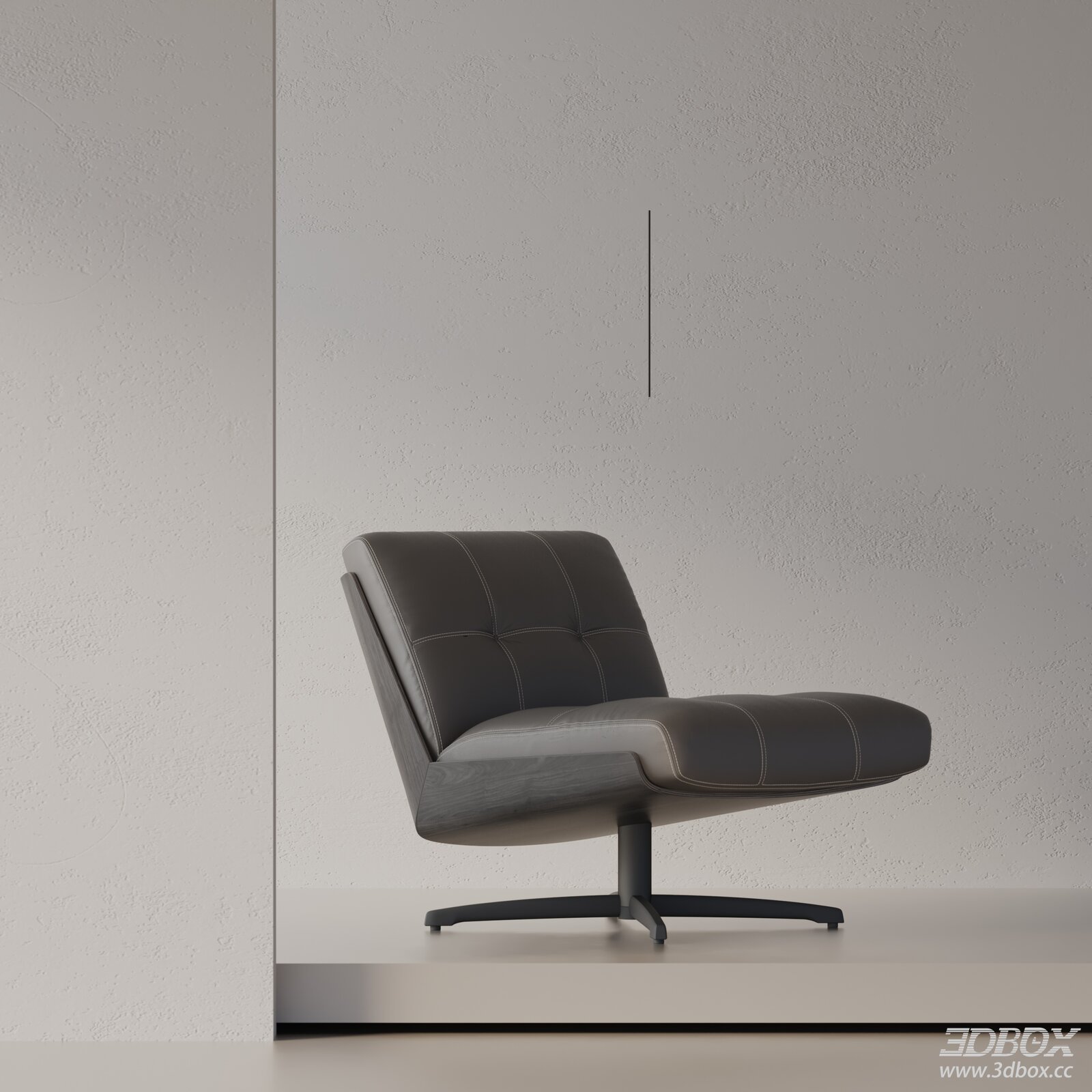 Modern Swivel Leather Armchair 3D model - front view