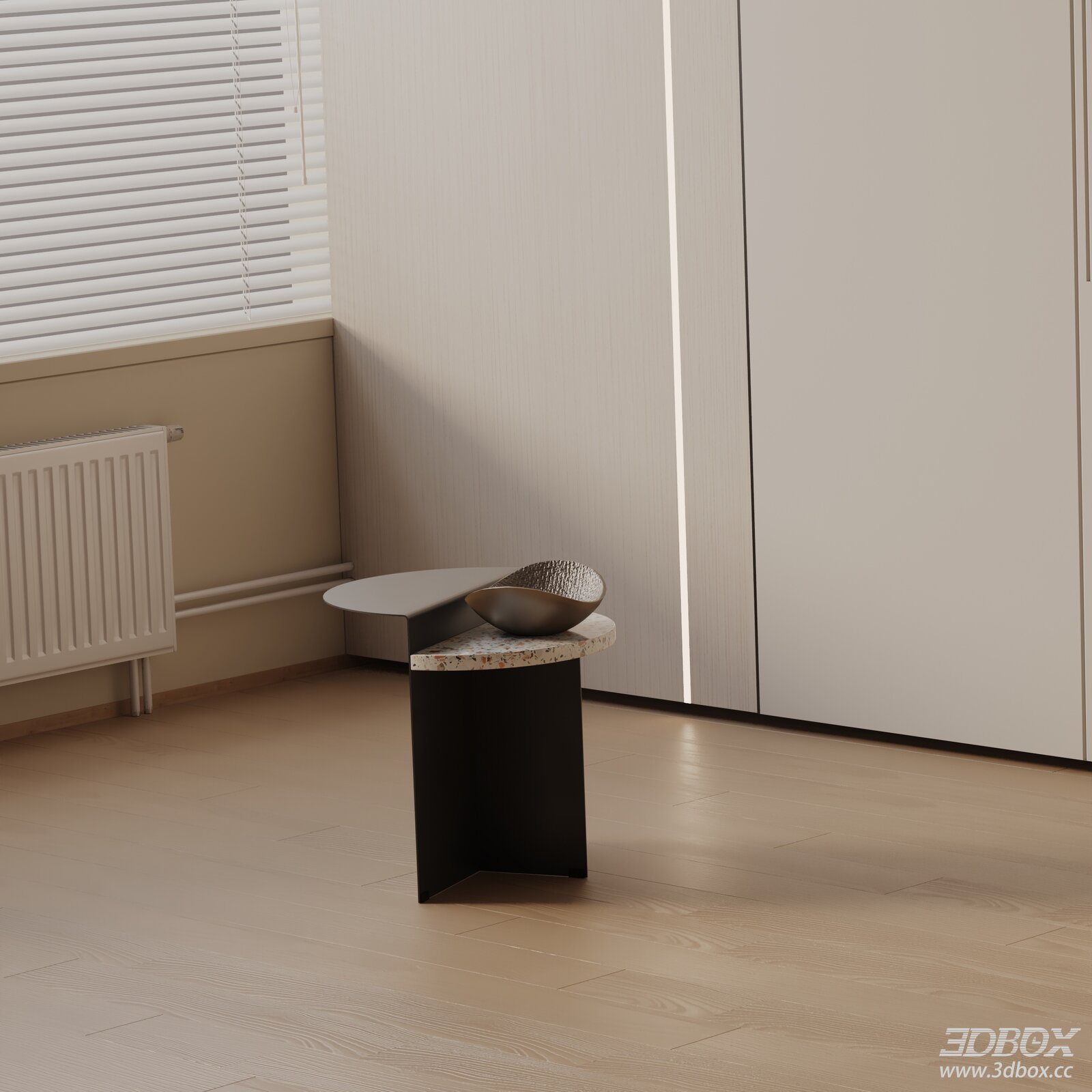 Modern Minimalist Terrazzo Top Side Table 3D model - front view
