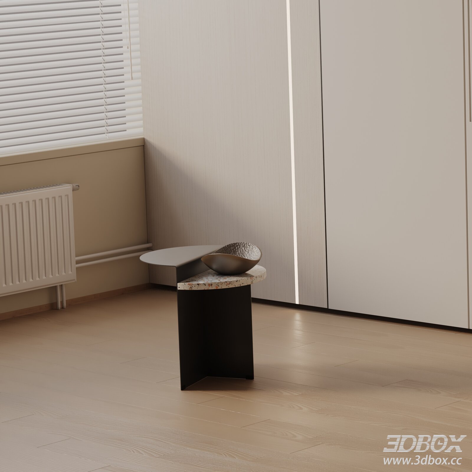 Modern Minimalist Terrazzo Top Side Table 3D model - thumbnail 1