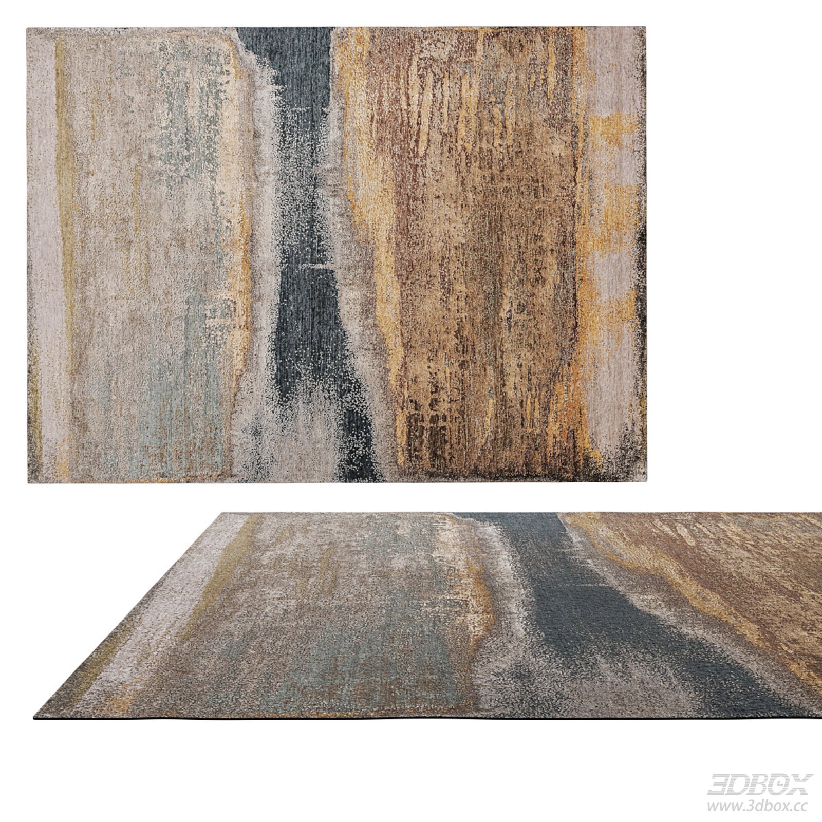 Modern Abstract Textured Carpet 3D model - front view