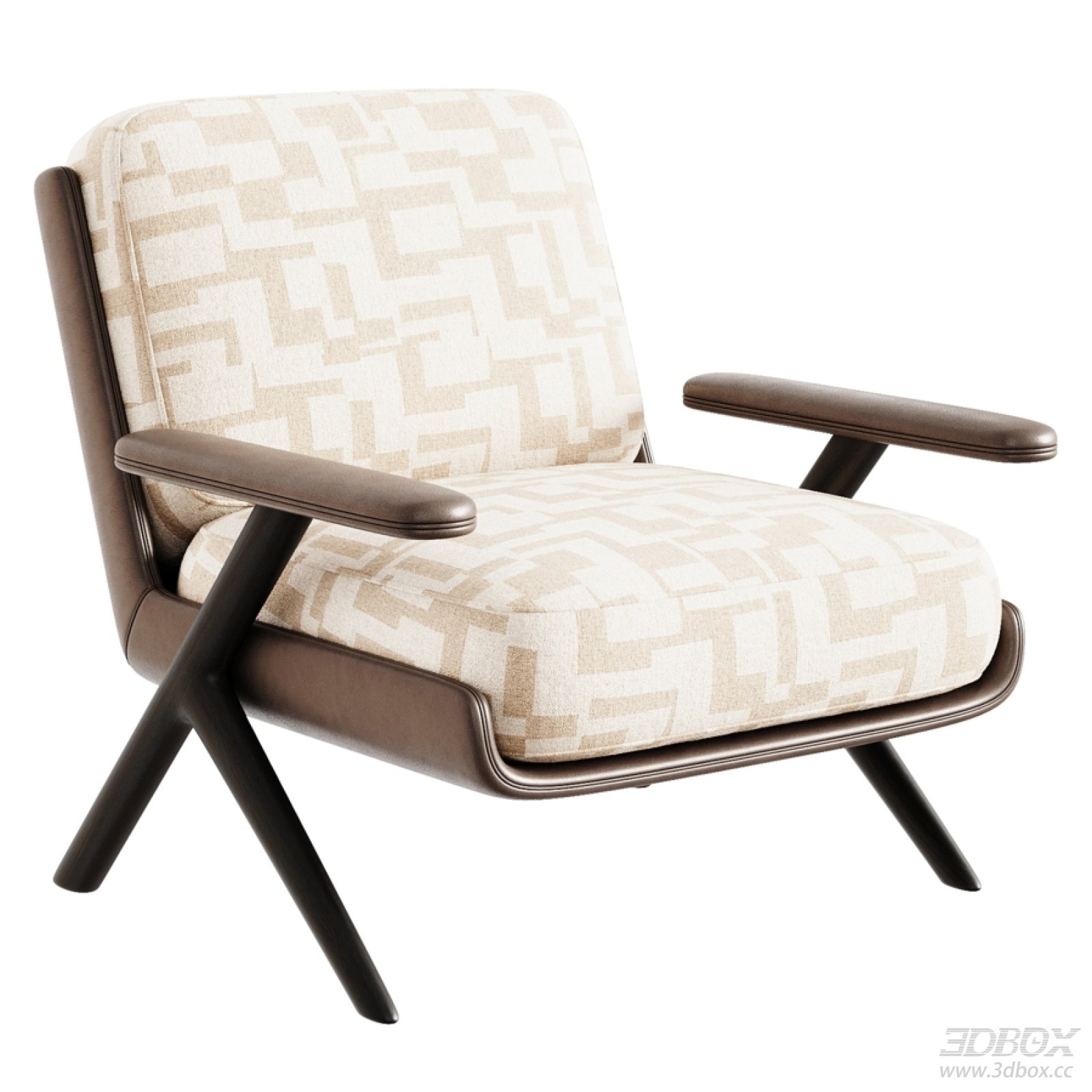 Minotti Lilliam Modern Luxury Fabric Armchair 3D model - front view