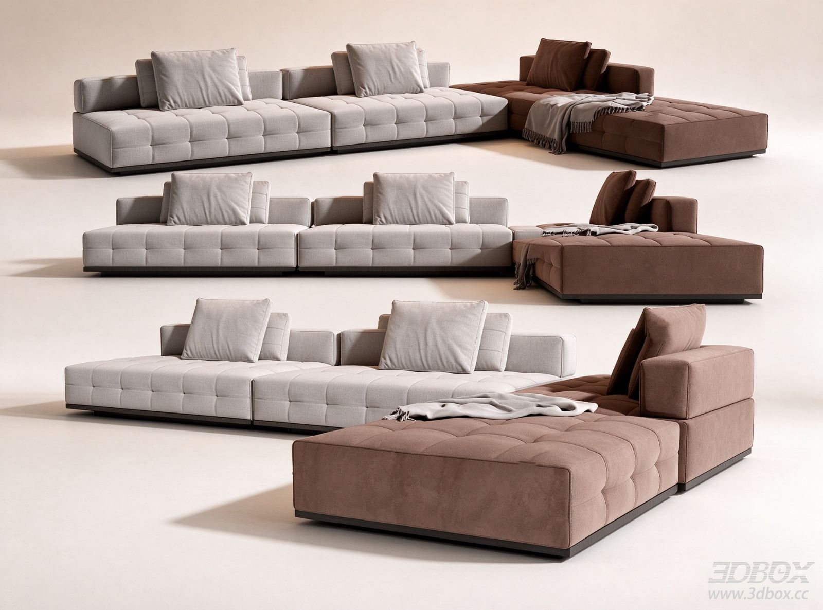 Modern Modular Sectional Fabric Sofa Set 3D model - front view
