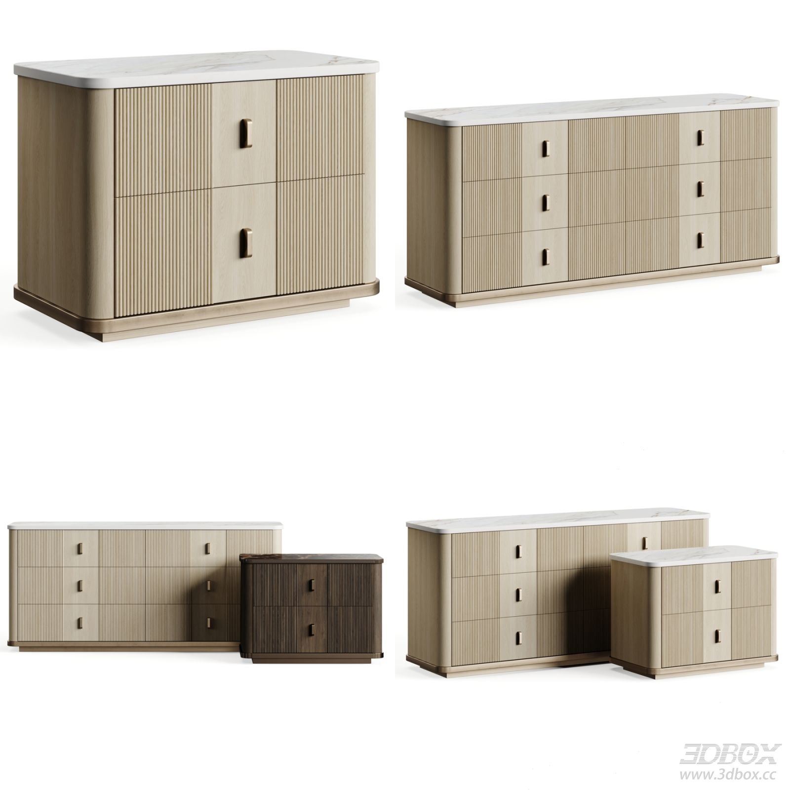 Caracole Rhythm Sideboard and Chest of Drawers Set 3D model - front view