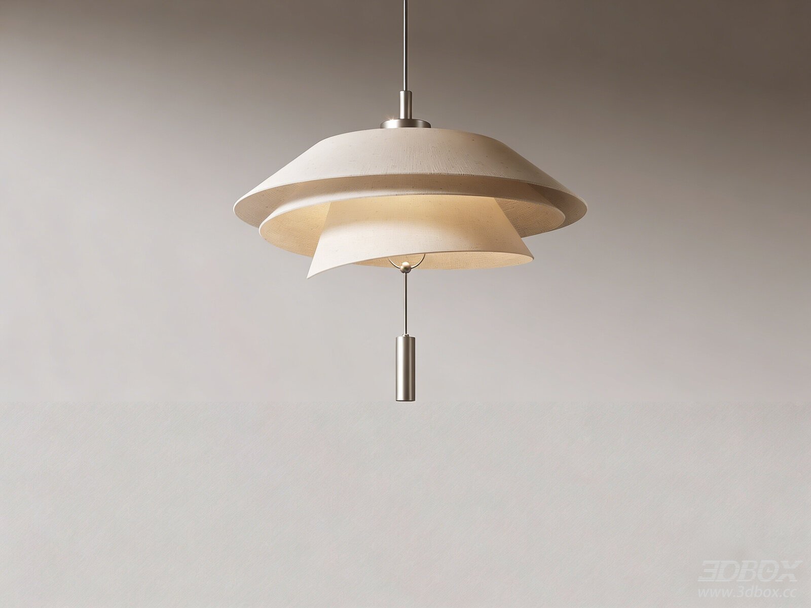 Modern Art Fabric Shade Ceiling Pendant Lamp 3D model - front view
