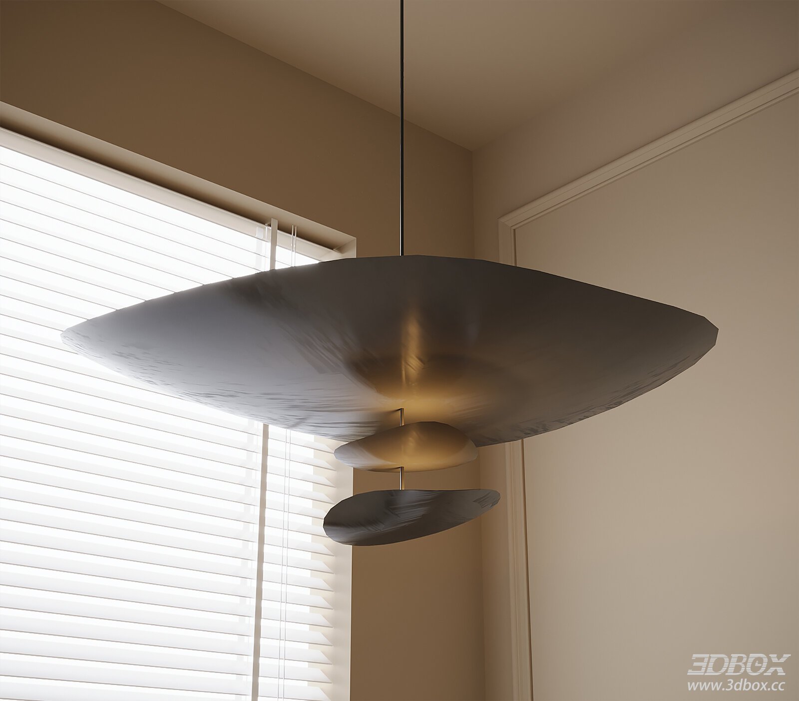 Modern Minimalist Metal Ceiling Pendant Lamp 3D model - thumbnail 1