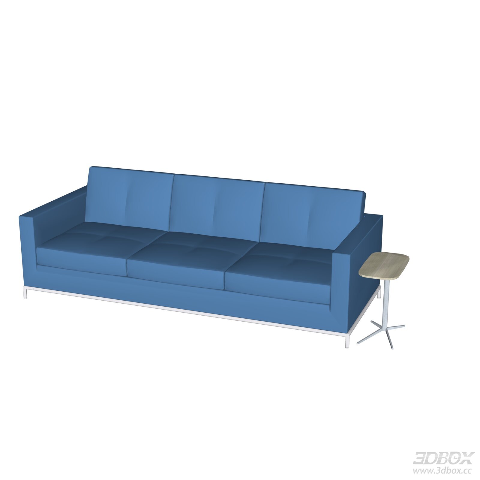 Modern Italian Style 3-seater Fabric Straight Sofa with Side Table 3D model - front view