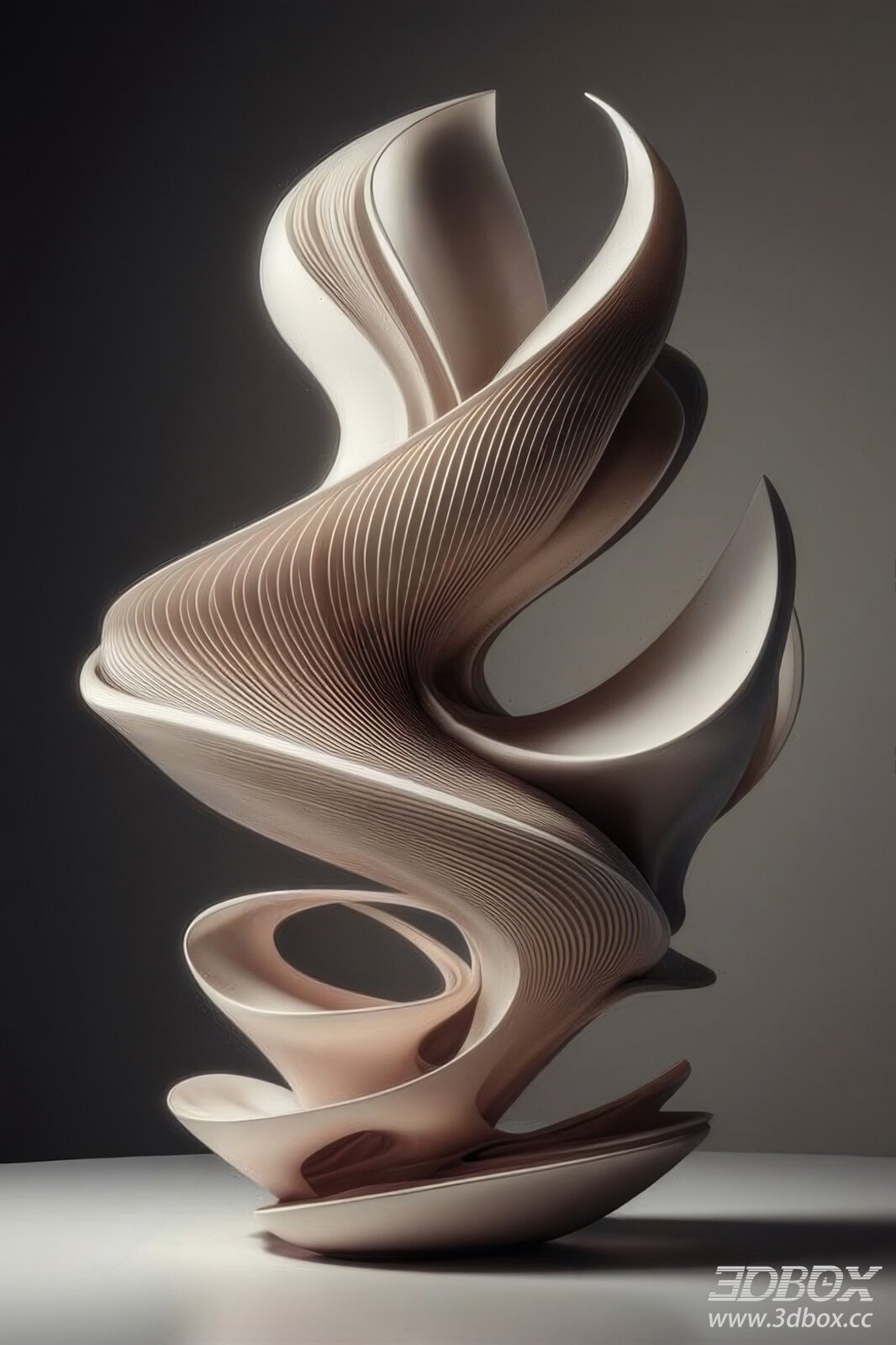 Modern Minimalist Abstract Twisted Art Sculpture 3D model - front view