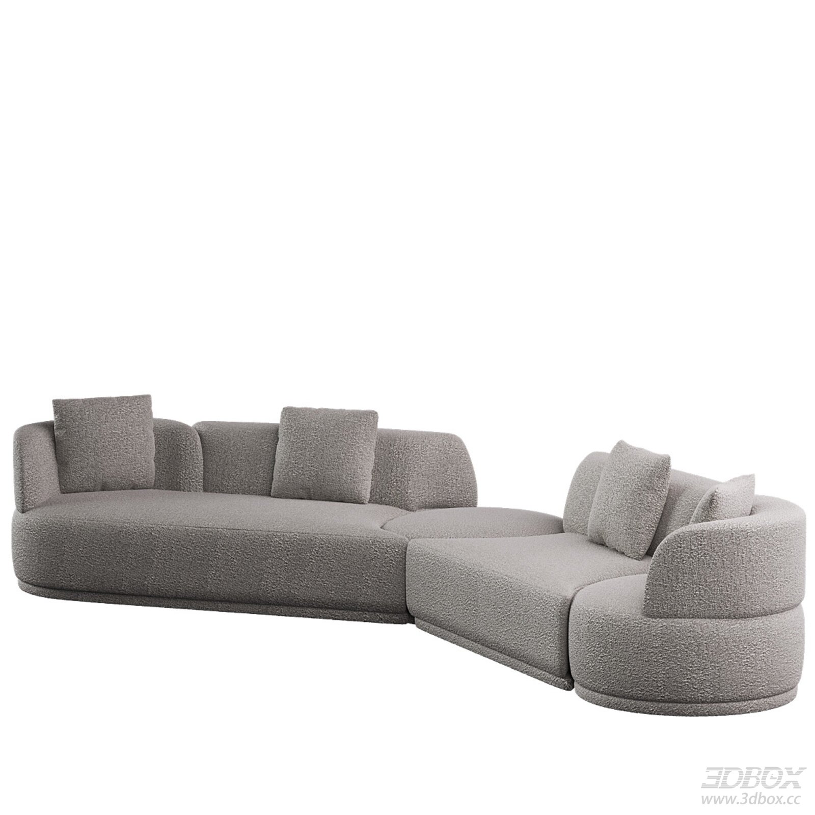 Modern Minimalist Curved Boucle Fabric Sofa Set 3D model - front view