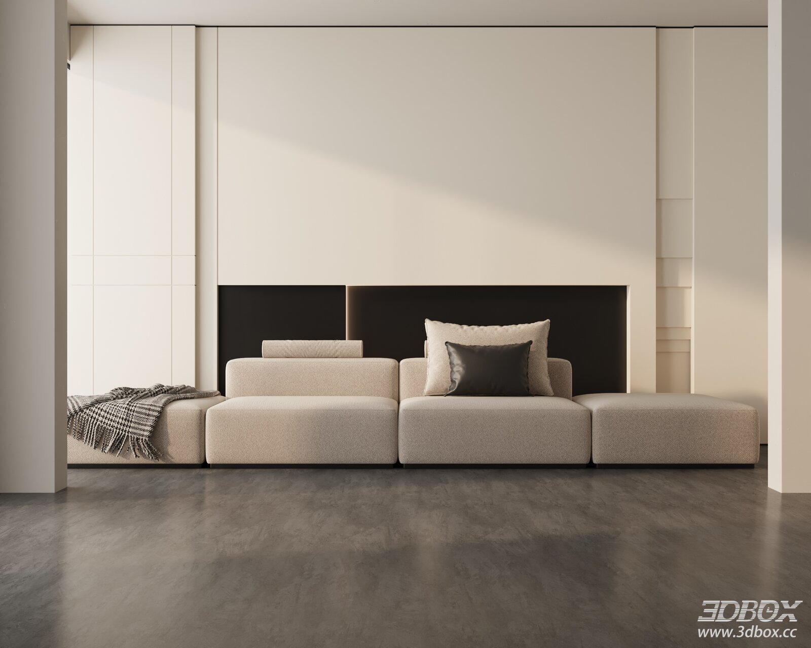Modern Modular Fabric Sofa Set Living Room Furniture 3D model - front view